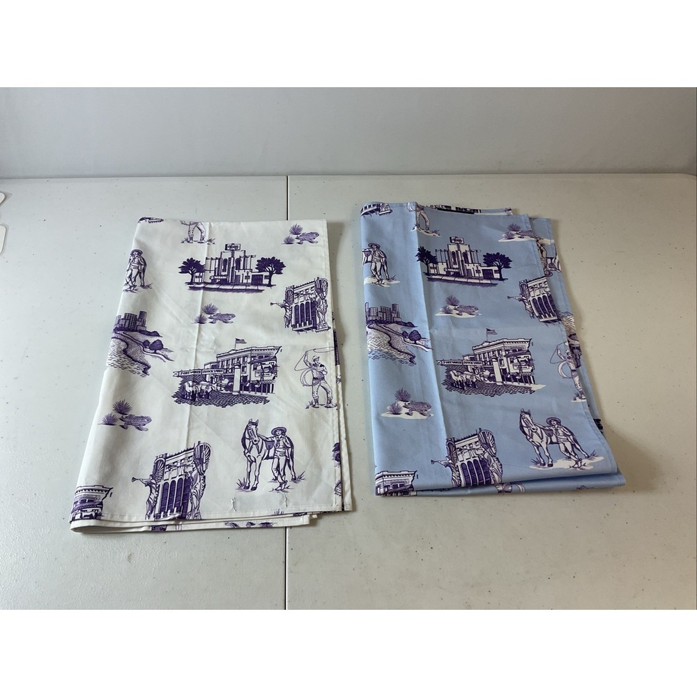 NEW Katie Kime Fort Worth‎ Texas Tea Towels Set of 2 Cotton Twill Kitchen Towels